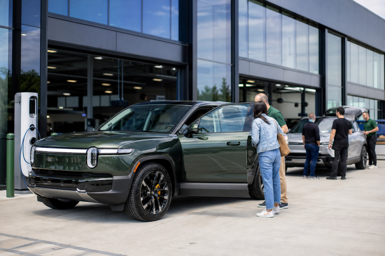 Editorial illustration: PRIMARY SUBJECT — this editorial photo illustrates a story about Rivian Automotive, Inc., a Auto - Manufacturers company