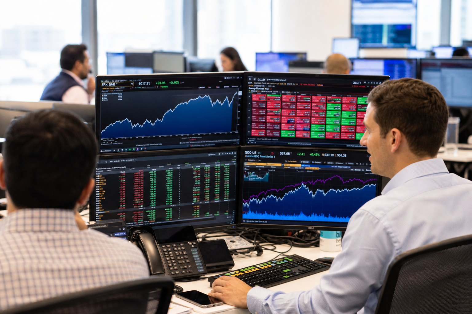 Editorial illustration: PRIMARY SUBJECT — this editorial photo illustrates a story about Invesco QQQ Trust, Series 1, a Asset Management company