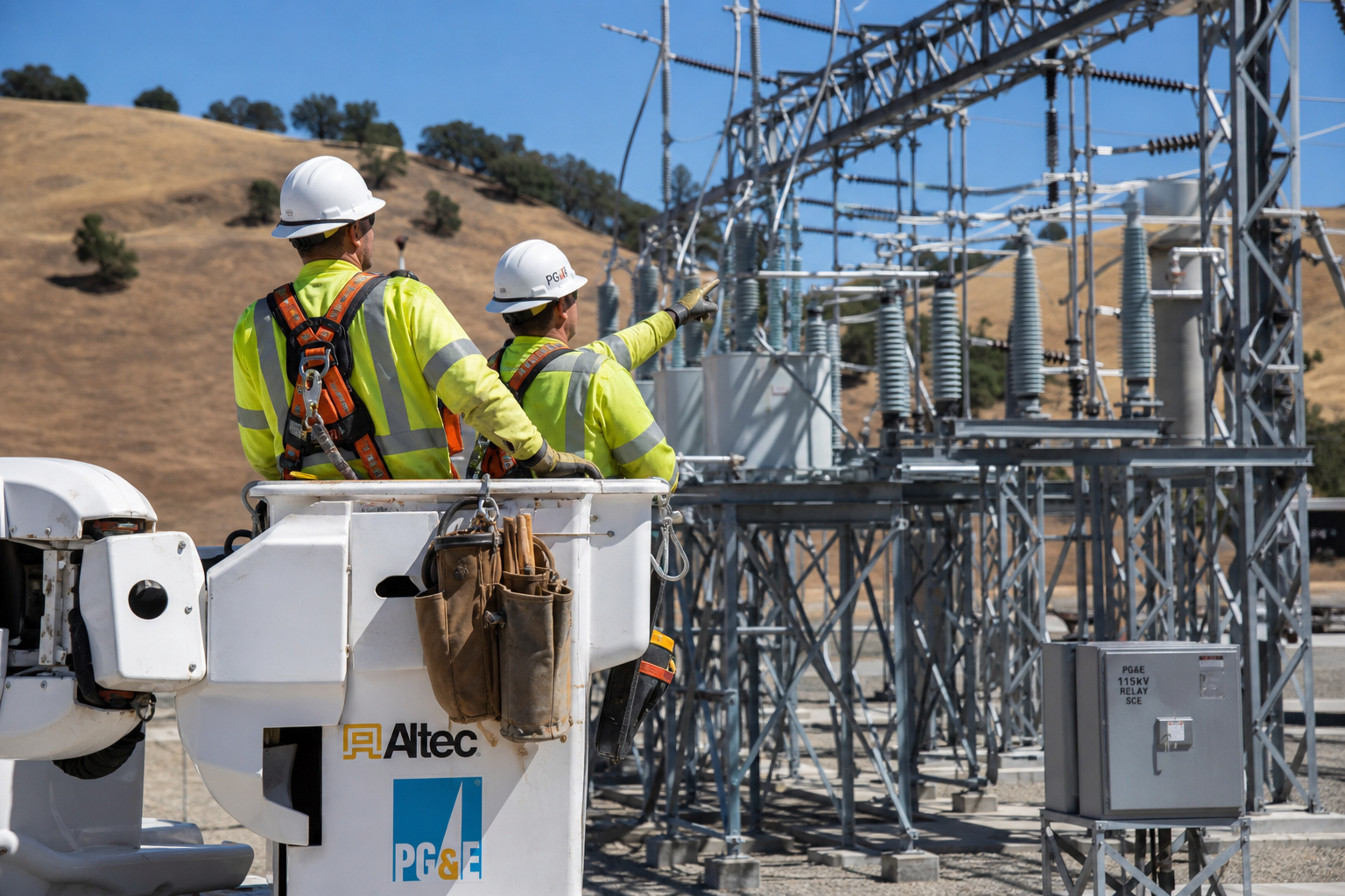 Editorial illustration: PRIMARY SUBJECT — this editorial photo illustrates a story about PG&E Corporation, a Regulated Electric company in the U