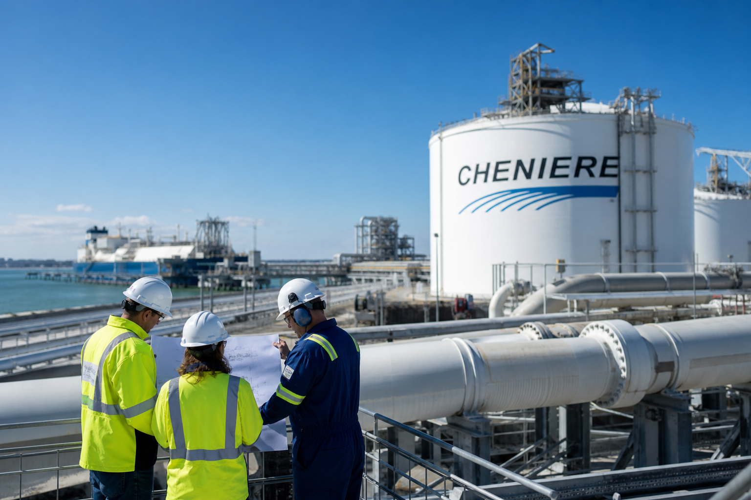 Editorial illustration: PRIMARY SUBJECT — this editorial photo illustrates a story about Cheniere Energy, Inc., a Oil & Gas Midstream company in