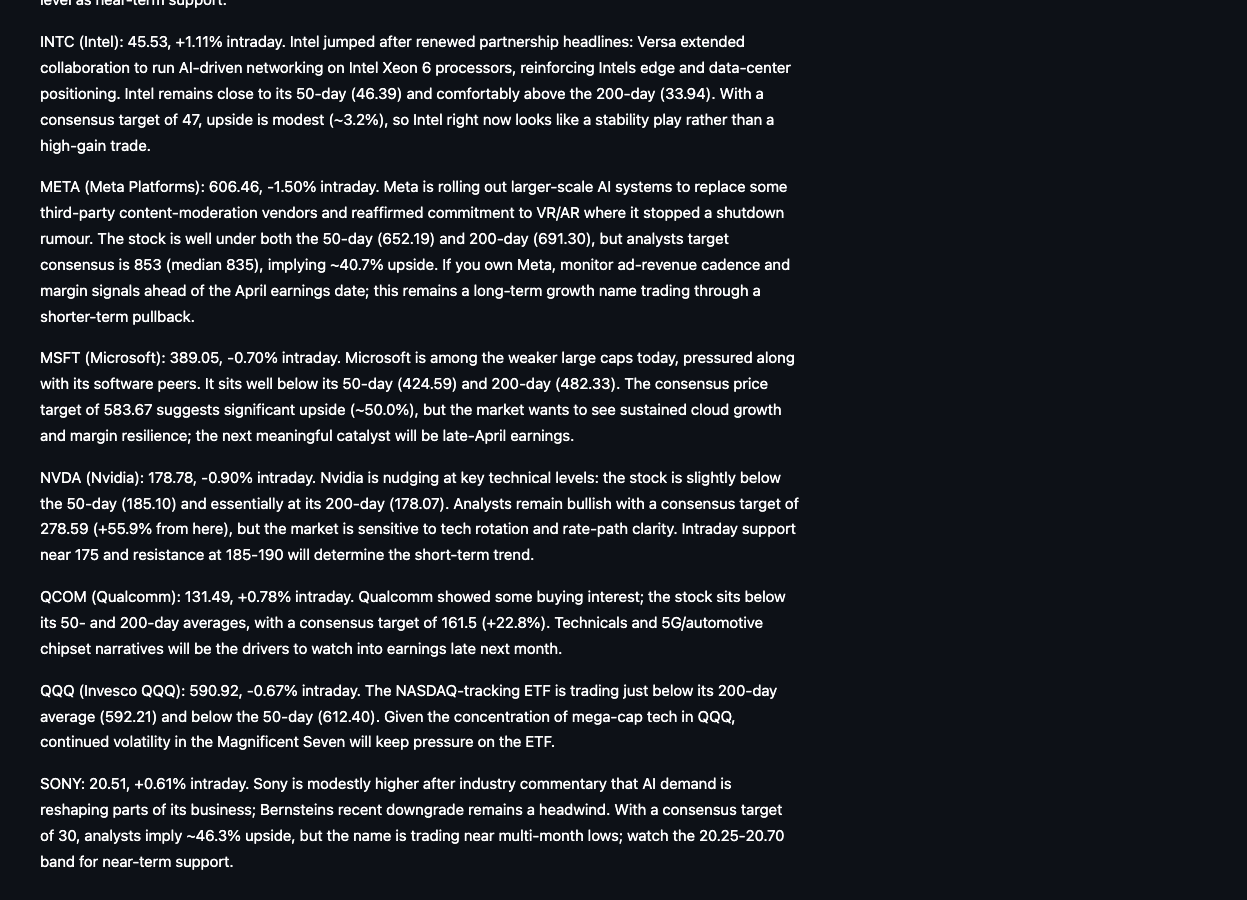 AlphaWire AI-generated personalized market briefing